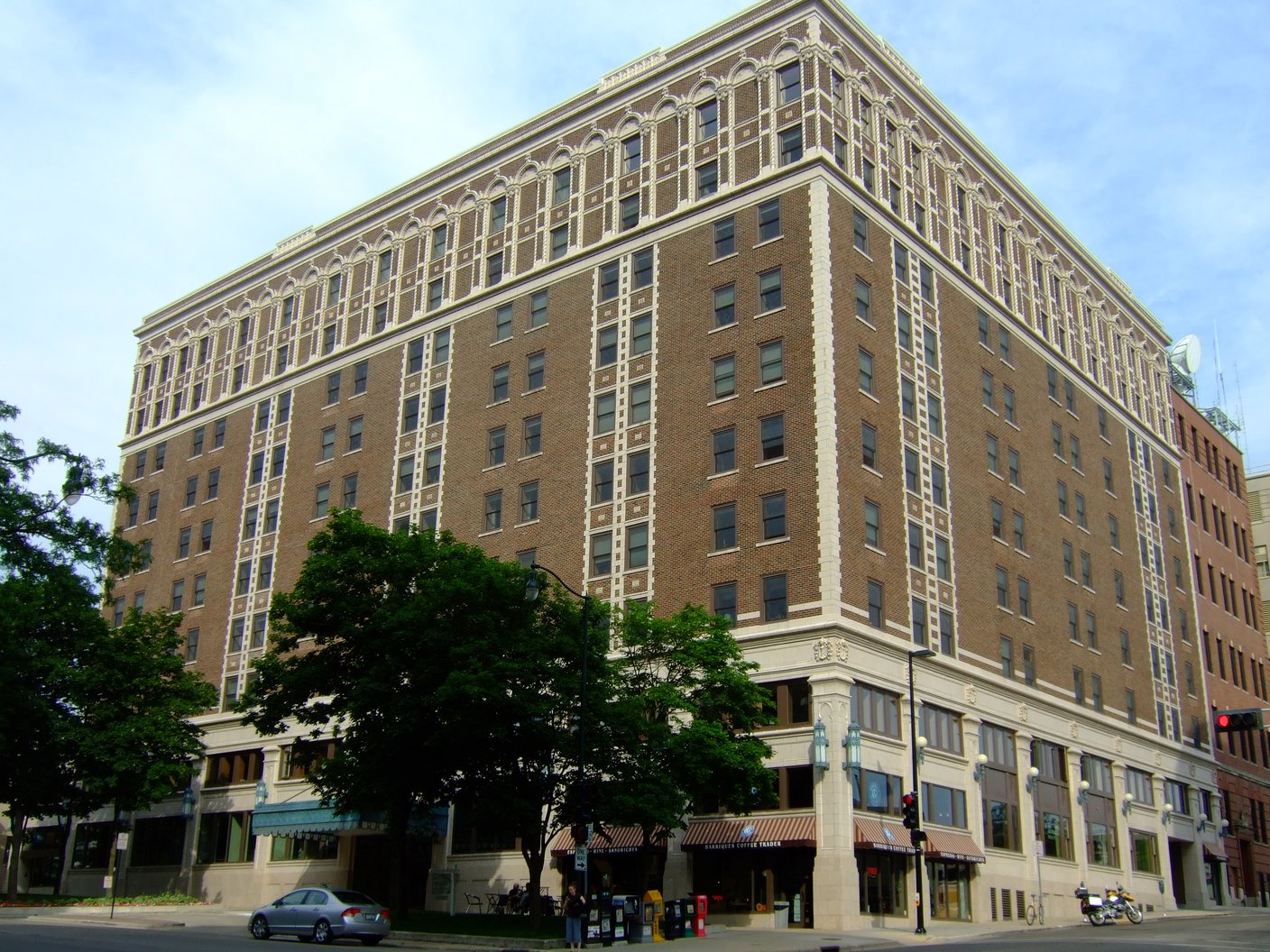 The historic Hotel Loraine building, now residential condominiums, on West Washington Avenue in downtown Madison, Wisconsin